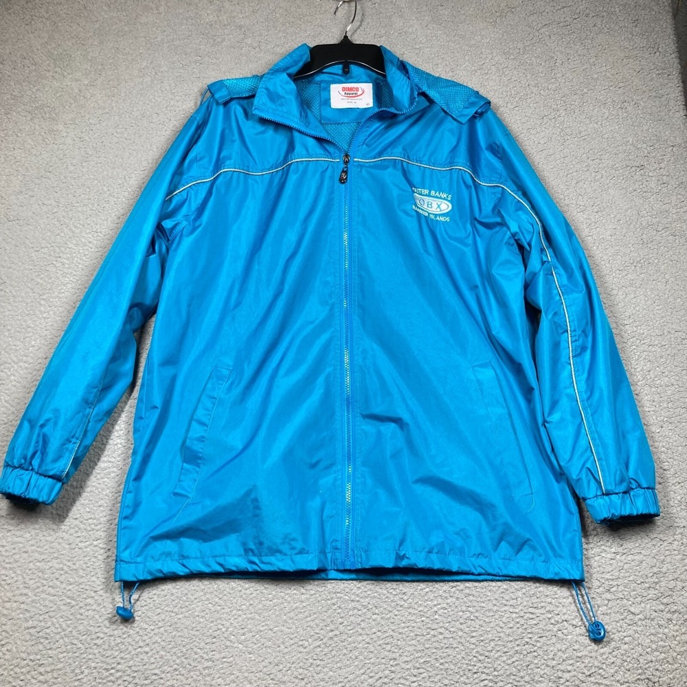 Outer Banks Jacket Men's XL Blue Hooded Windbreaker OBX‎ Barrier Islands Flaws